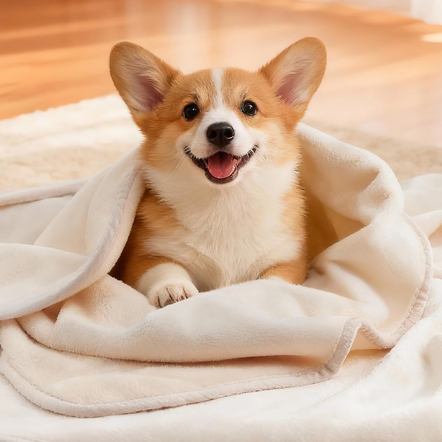 LOOBANI Waterproof Dog Blanket for Couch: Reversible Flannel Bed Blanket for Medium Large Dogs Liquid Proof, Soft Throw Blanket Couch Cover Protector for Sofa, Crate, Travel, Picnic, 50" x 60", Beige