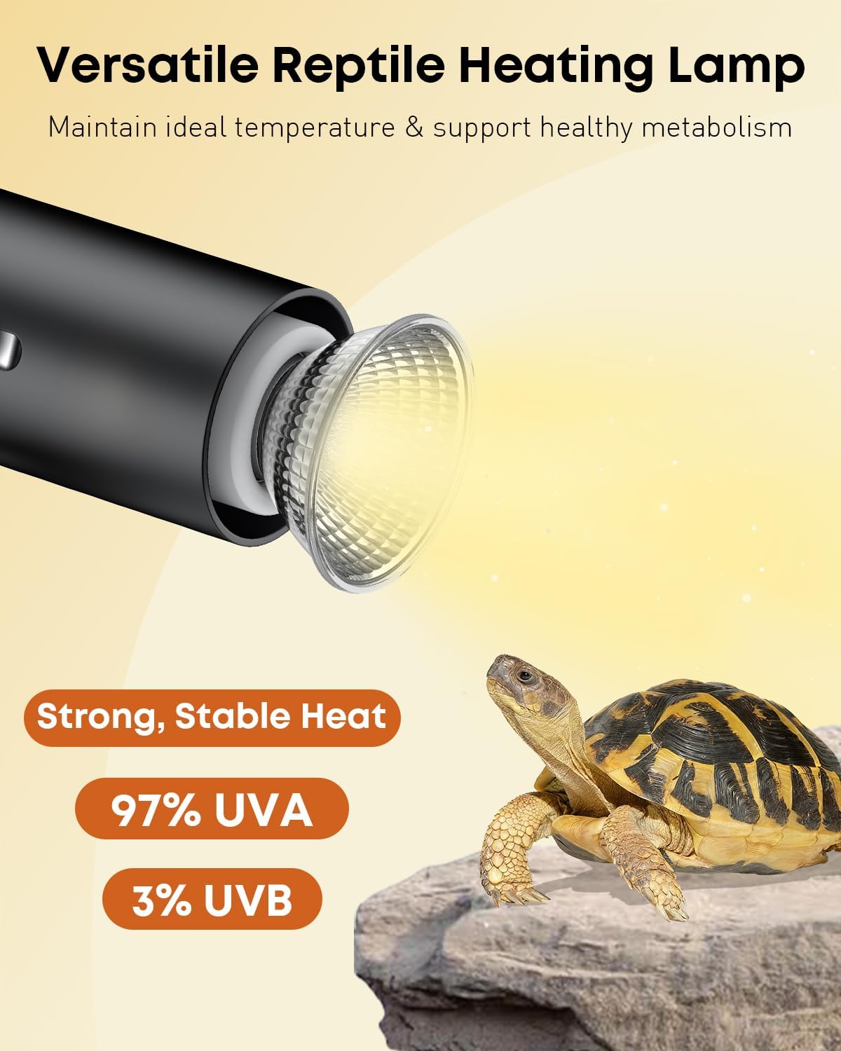 Pawfly Reptile Heat Lamp, Terrarium Basking Spot Lamp with 50 W UVA UVB Bulb, Timer & Dimmer, Adjustable Heating Light for Amphibian, Bearded Dragon, Tortoise, Lizard & Chameleon