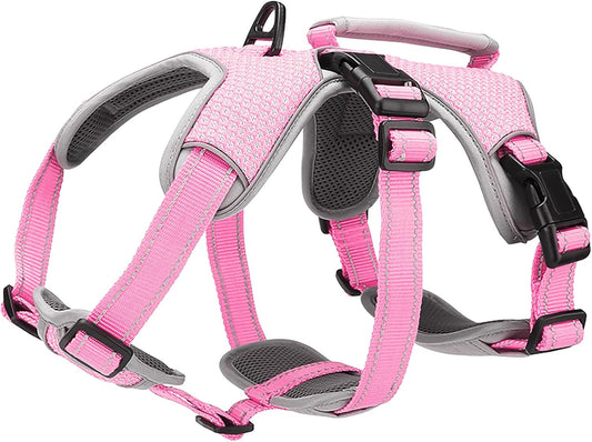 BELPRO Multi-Use Support Dog Harness, Escape Proof No Pull Reflective Adjustable Vest with Durable Handle, Dog Walking Harness for Big/Active Dogs (Pink, M)