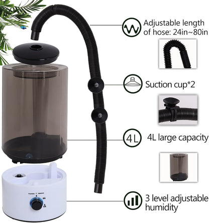 4L Reptile Humidifier Fogger with Extended Hose - Adjustable & Quiet Fogger/Mister for Chameleon, Bearded Dragon, Amphibians - Large Capacity(White)