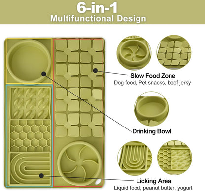 Lick Mat for Dogs, Silicone Slow Feeder Bowl for Food and Water, Licking Pad with Suction Cups for Yogurt Peanut, Snuffle Mat Puzzle Toys Food Treat for Dog Anxiety Relief Training