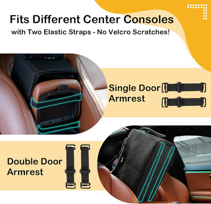 Console Dog Car Seat for Small Dogs Cats Up to 15lbs, Anti-Collapse Pet Armrest Booster Seat with Soft Pillow,Non-Slip Seat Rails Hooks & Safety Belt, Portable Car Accessories for Pets Travel