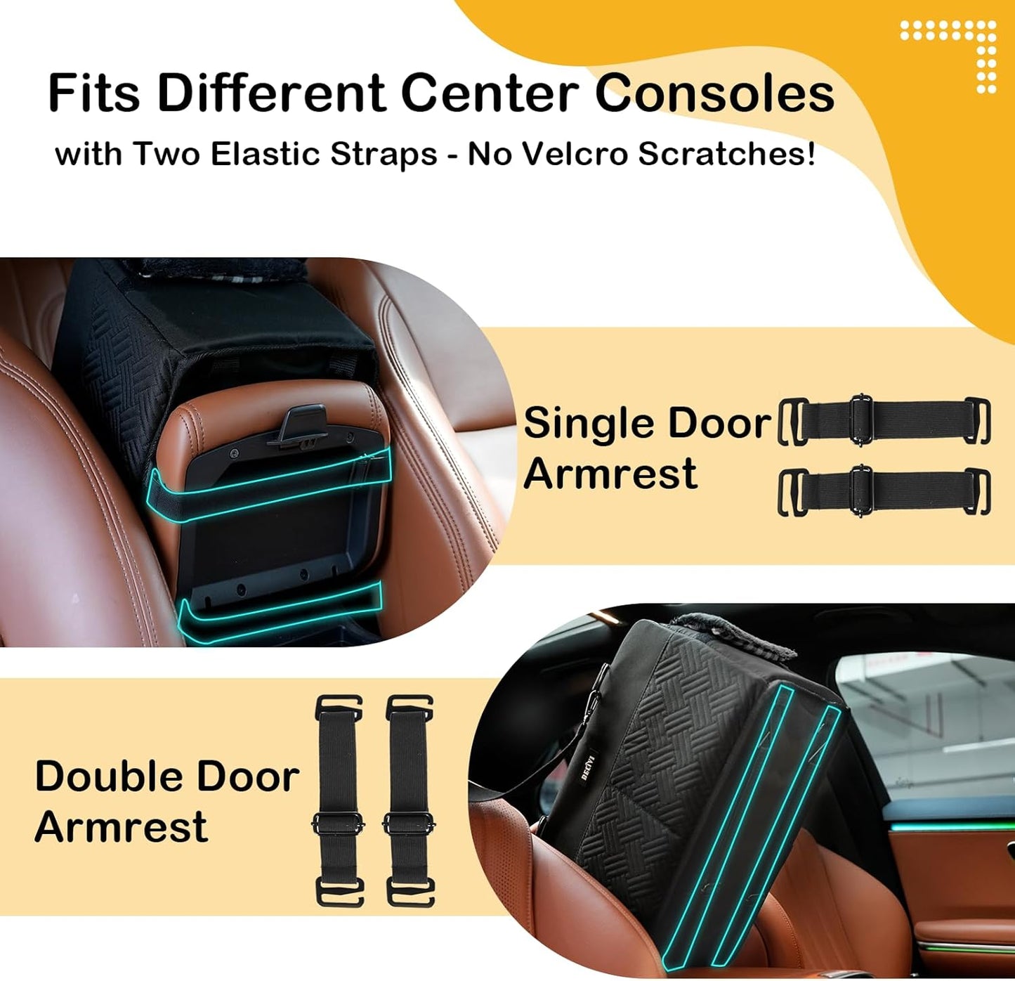 Console Dog Car Seat for Small Dogs Cats Up to 15lbs, Anti-Collapse Pet Armrest Booster Seat with Soft Pillow,Non-Slip Seat Rails Hooks & Safety Belt, Portable Car Accessories for Pets Travel