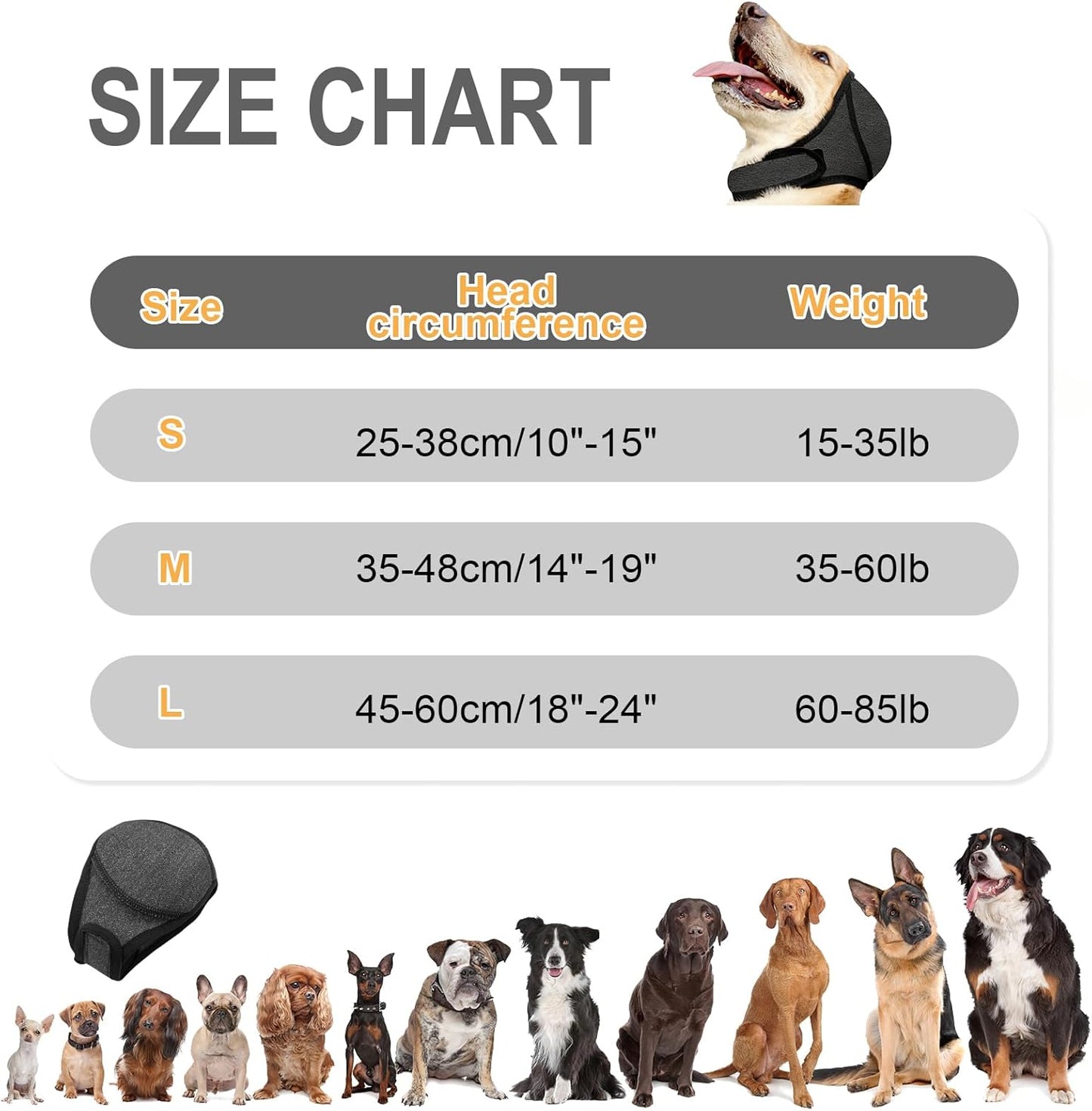 Dog Ear Muffs,no Flap Ear Wraps for Dogs,Dog Ear Covers for Bath,Drying Swim Noise Ear Protection for Dogs for Fireworks Traveling(Grey,L)