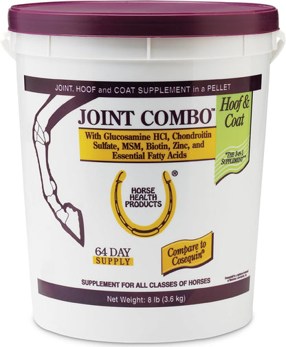 Horse Health Joint Combo Hoof & Coat, Glucosamin, Chrondroitin, Vitamin C, MSM, Biotin, Lysine, ZInc, Omega 3 and 6 Fatty Acids, 64 day supply
