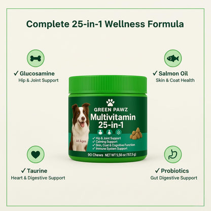 Dog Multivitamin – 90 Soft Chews for Hip & Joint, Skin & Coat, Digestion, Immunity – Glucosamine, Probiotics & Omegas – All Ages & Breeds – Chicken Flavor