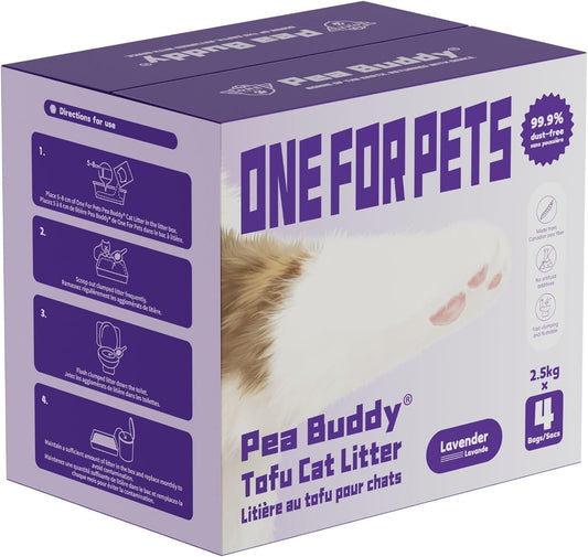 Pea Based Tofu Cat Litter, Dust Free Cat Litter, Low Tracking, and Natural Odor Control, Flushable (4 Bags, Lavender)