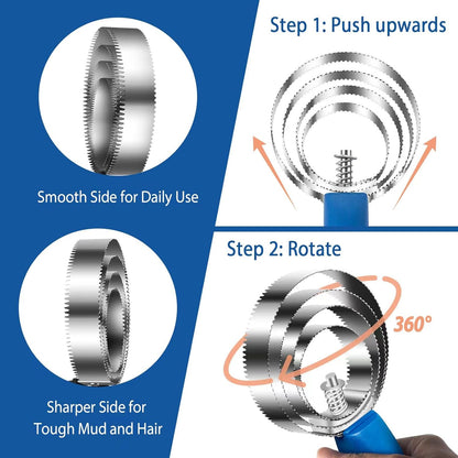 2 Pack 4 Rings Double Sided Curry Comb, Stainless Steel Curry Comb with Soft Touch Grip