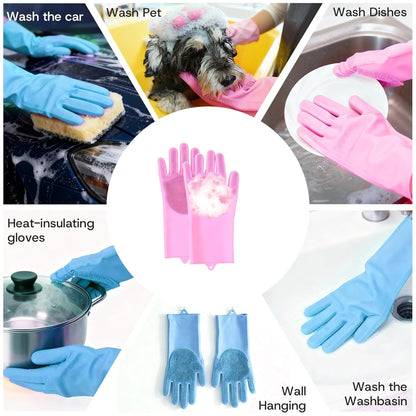 2-Pair Pet Hair Remover Glove for Dogs and Cats Washing, Grooming, & Deshedding – Multipurpose Silicone Dog Bath Gloves, Cat Brush Glove Mitt for Pet Cleaning & Household Use (pink & Blue)