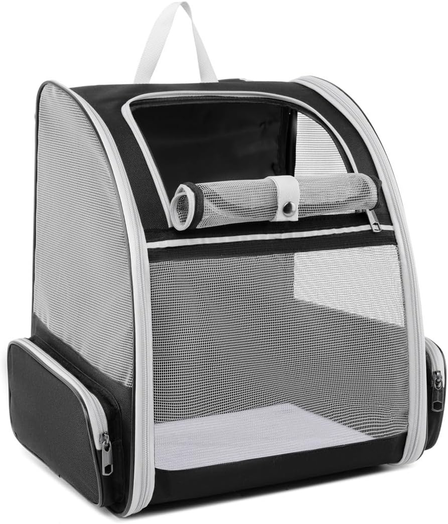 Pet Carrier Travel Cat Backpack Soft Dog Carrier for Small Dogs and Medium Cat, for Puppy Kitten Bunny up to 15lbs, Cat Carrying Backpack Collapsible (Black)