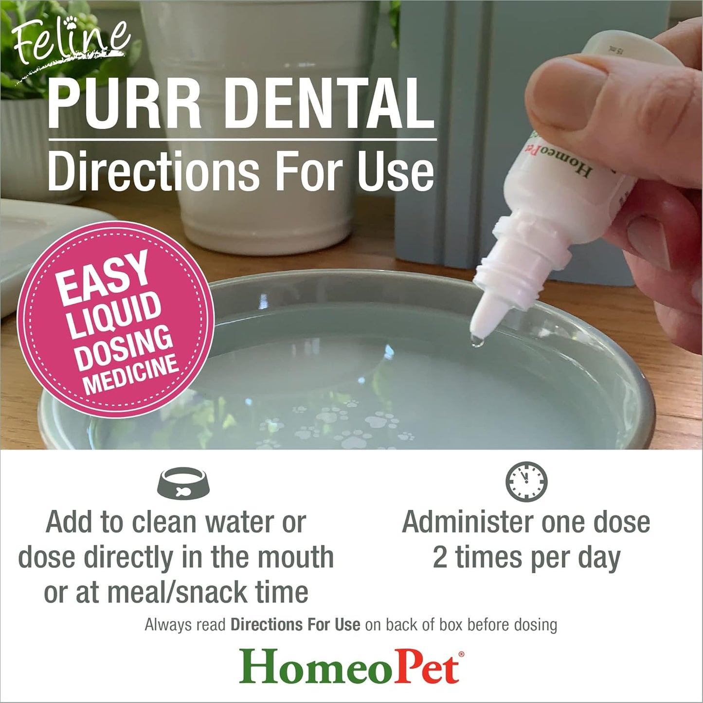 HomeoPet Feline Purr Dental, Safe and Natural Tooth and Dental Care for Cats, 15 Milliliters