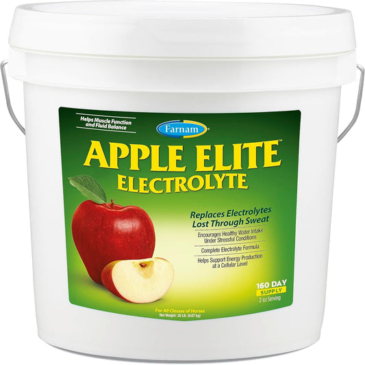 Farnam Apple Elite Electrolyte Supplement for Horses, Replaces Vital Minerals, Encourages Hydration, No Added Sugar, 20 Lbs., 160 Day Supply