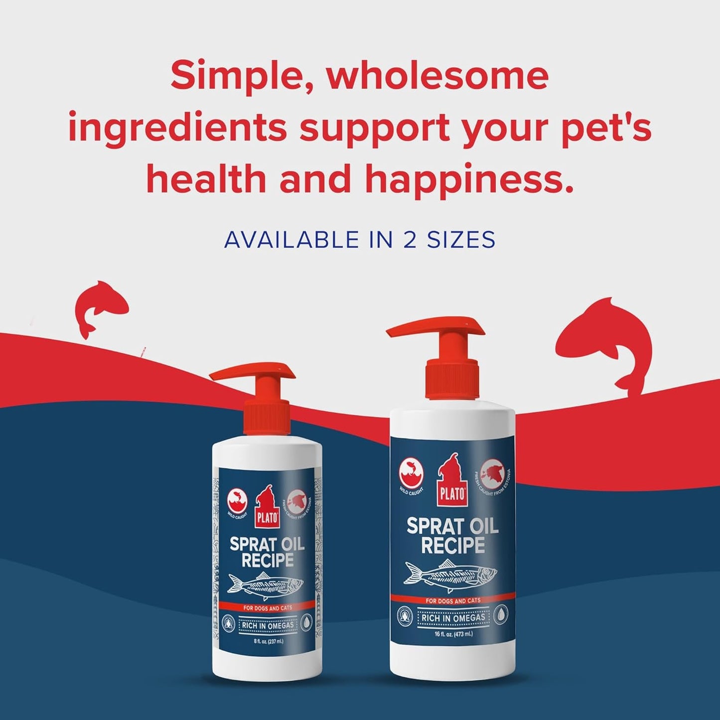 Plato Pet Treats Fish Oil for Dogs - Omega 3 Oil for Dogs - Supports Healthy Skin and Coat - Baltic Sprat Oil Recipe 8 Ounces