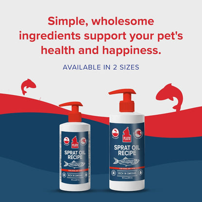Plato Pet Treats Fish Oil for Dogs - Omega 3 Oil for Dogs - Supports Healthy Skin and Coat - Baltic Sprat Oil Recipe 8 Ounces