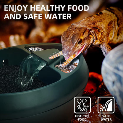 Reptile Drinking Water Fountain Chameleon Accessories Automatic Circulation System with Trough, Bearded Dragon Cage Accessories Reptiles Habitat Waterfall for Snake/Lizard/Chameleon/Turtle