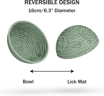 OHMO Slow Feeder Bowl Lick Mat for Dogs(Sage Green, 6.3") Interactive Soft Silicone w/Wobbly & Stable Galaxy Design, Reduces Pet Boredom Anxiety, Easy Clean