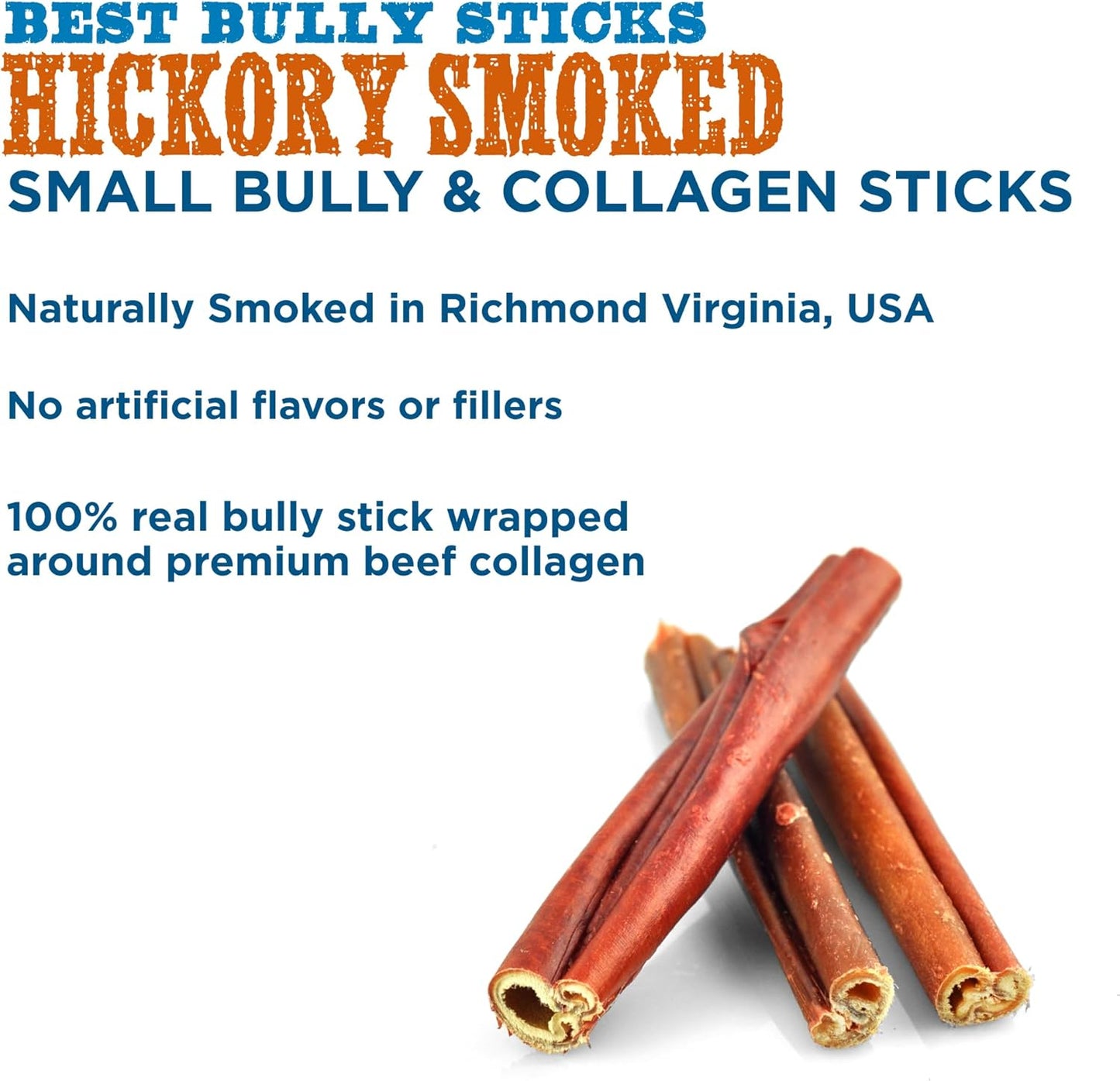 Best Bully Sticks Smoked Bully Sticks with Collagen for Dogs - 5-6 Inch, 10 Count (Pack of 1) - Natural, Grain Free Dog Chews - Medium, Long-Lasting Treats for Aggressive Chewers