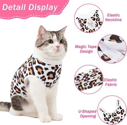 2 PCS Cat Recovery Suit for Female Cats & Kittens, Breathable Spay Surgery Onesie, Abdominal Wound Protection Anti-Licking Suit, E-Collar Alternative