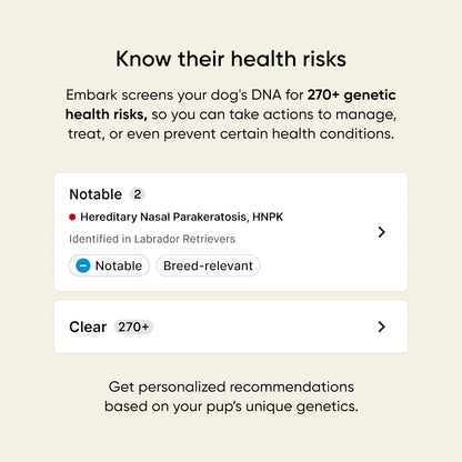 Embark Breed & Health Kit - Dog DNA Testing Kit - Discover Breed, Ancestry, Relative Finder, Genetic Health, Traits, Allergy Risk Scores
