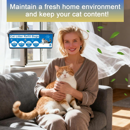 2 Pack Cat Litter Refill Bags Compatible with Litter Genie Easy Roll Pail,Lasting Refills,Leak-Proof & Easy-Tear,Ultimate Odor Control Cat Litter Bags,(50 Bags Total)