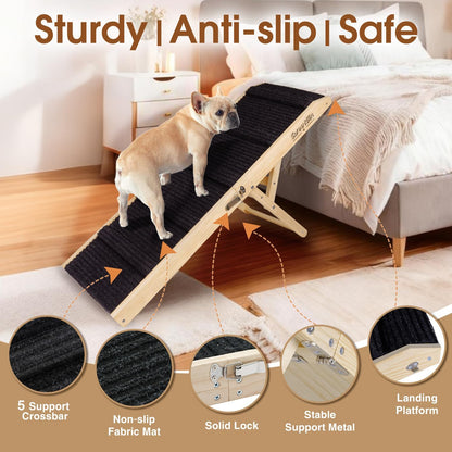 2025 Upgraded Dog Ramp for Bed - Foldable Small Large Dog Ramp for Couch - 6 Adjustable Height from 13" to 24" - Portable Pet Stairs with Non-Slip Pad - Pet Ramps Use for Bed Couch Car Up to 120LBS