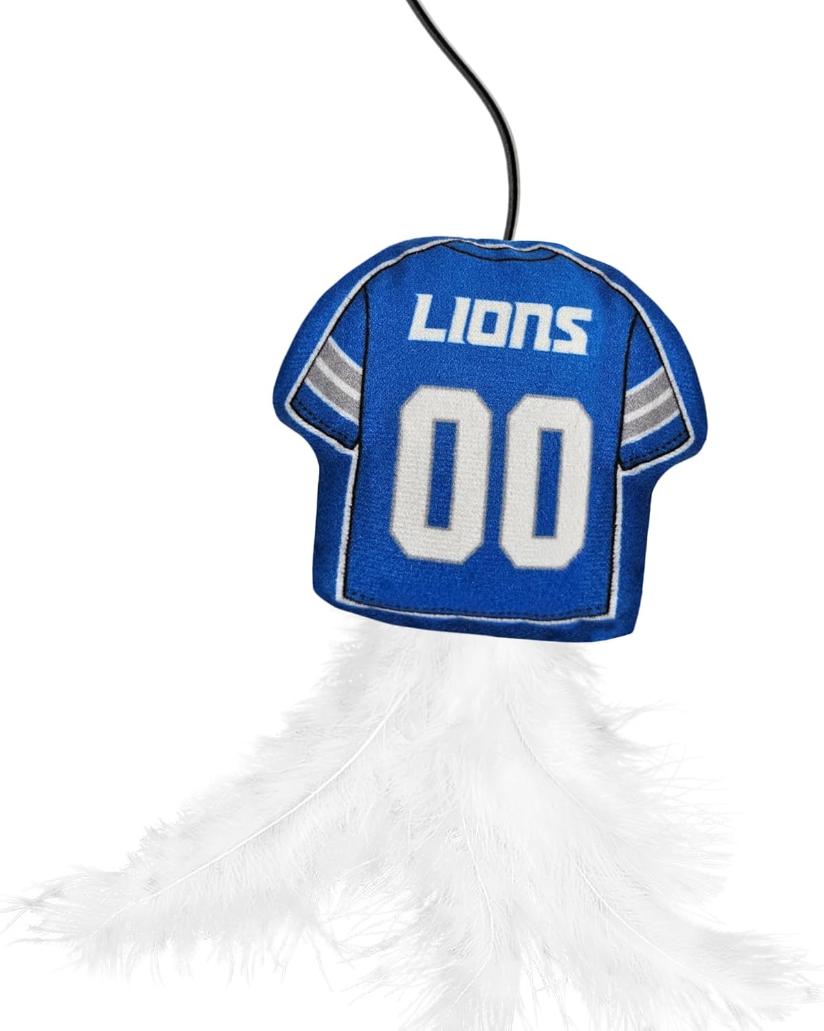NFL Detroit Lions Cat Toy Wand with Catnip - Team Jersey Shaped Plush Teaser Toy for Cats & Kittens - Interactive Pet Toy for Play & Exercise