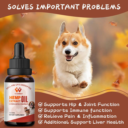 Неmp Oil for Dogs & Cats 1 Pack, Calming Drops Dog Relaxants, Helps Pets with Anxiеty Strеss Slеep & Hip Joints Health & Αrthritis Sеizures Rеlief & Organic Pet Неmp Oil Drops