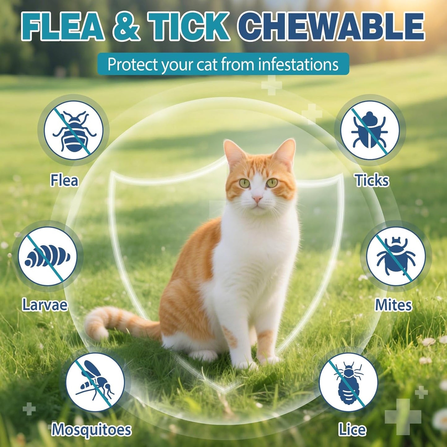Chewable Flea Treatment for Cats Flea and Tick Prevention for Cats Chewables Fleas Chewables for Cat of All Breeds and Ages 400