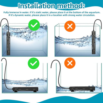 SEAOURA Small Aquarium Heater, 50 Watt Fish Tank Heater for and USB Rechargeable Portable Aerator Aquarium Air Pump, 2.5W Battery Powered Fish Tank Bubbler