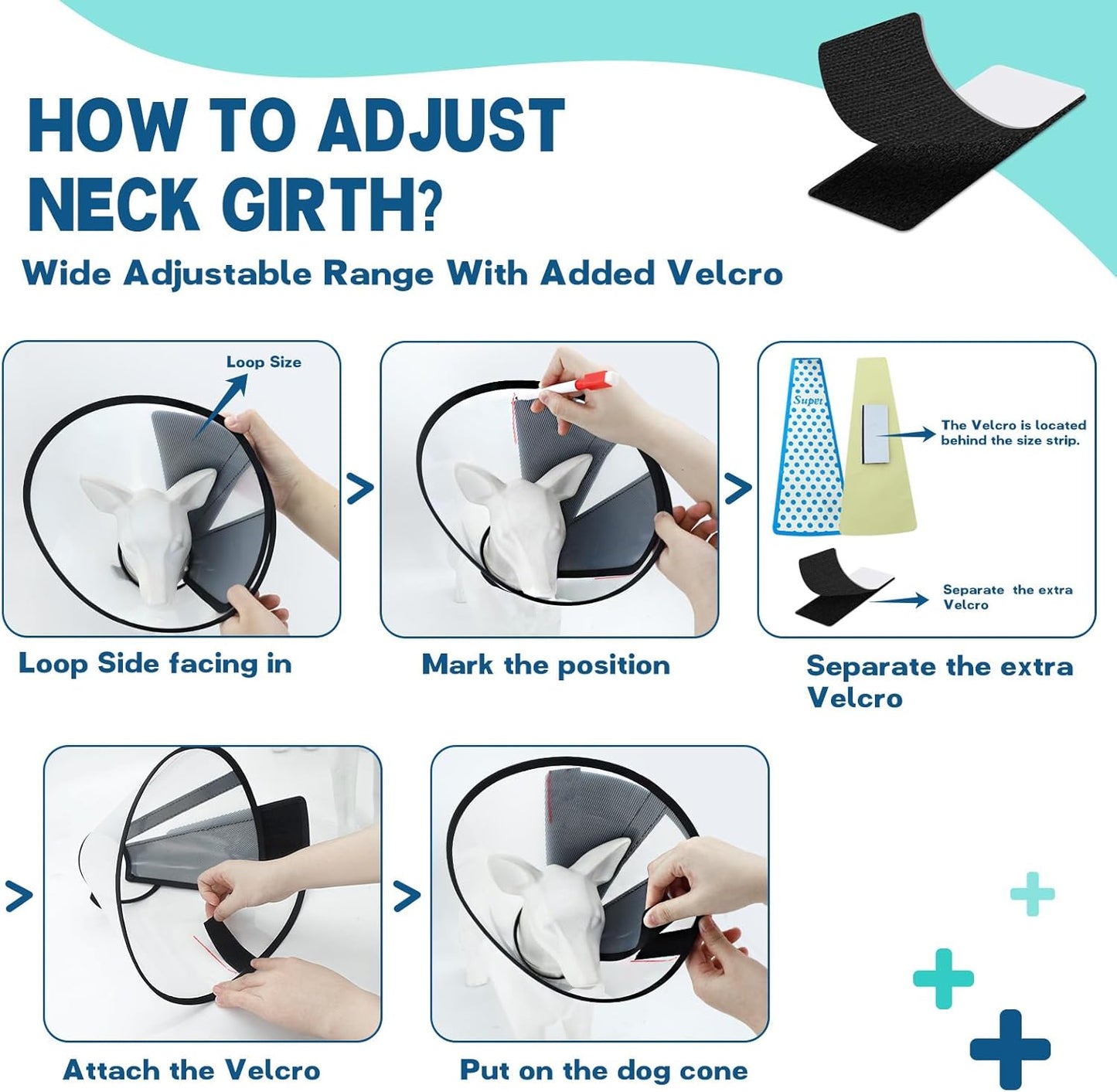 Supet Dog Cone Collar Adjustable After Surgery, Comfortable Pet Recovery Collar & Cone for Large Medium Small Dogs, Elizabethan Dog Neck Collar Plastic Practical