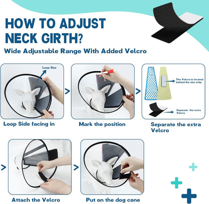 Supet Dog Cone Collar Adjustable After Surgery, Comfortable Pet Recovery Collar & Cone for Large Medium Small Dogs, Elizabethan Dog Neck Collar Plastic Practical