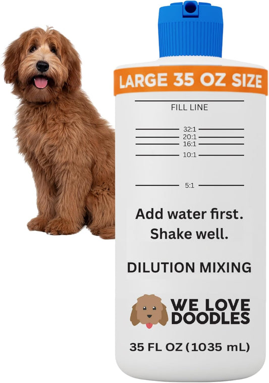 Dilution Bottle for Dog Shampoo, Mixing Bottle for Professional and Home Grooming, for Shampoo, Conditioner, and Solutions, 35 oz, 1 Pack [We Love Doodles]