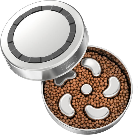 Slow Feeder Dog Bowl, Double Wall Food Grade Stainless Steel, Heavy Duty with Non-Slip Rubber Base, 2Cups Capacity for Medium Dogs to Slow Down Eating