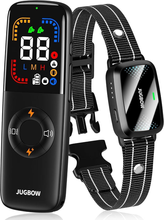 Jugbow Dog Skock Collar woth Remote - 4000FT Dog Training Collar with 4 Training Modes, IPX7 Waterproof E-Collar with Security Lock, Rechargeable e-Collars for Large Medium Small Dogs 10-120lbs