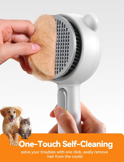 FEELNEEDY Cat Steam Brush, Brushes for Indoor Cats with Release Button, Dual Speed Spray USB Rechargeable Grooming Supplies, Cat Brush for Shedding Suitable for All Long-haired and Short-haired Pets