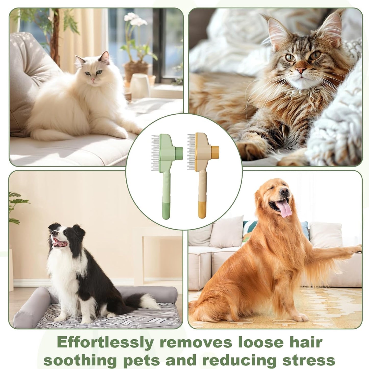 2 Pcs Cat Comb,Flea Comb For Cats,Self-Cleaning Flea For Dogs,Brush For Cats,With Long & Short Stainless Steel Metal Teeth For Shedding And Tangles For Dogs And,Comfort And Safety