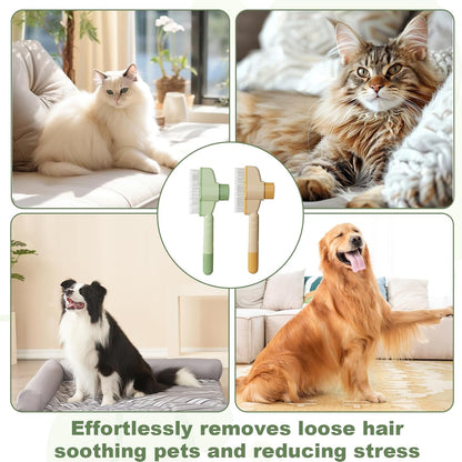2 Pcs Cat Comb,Flea Comb For Cats,Self-Cleaning Flea For Dogs,Brush For Cats,With Long & Short Stainless Steel Metal Teeth For Shedding And Tangles For Dogs And,Comfort And Safety