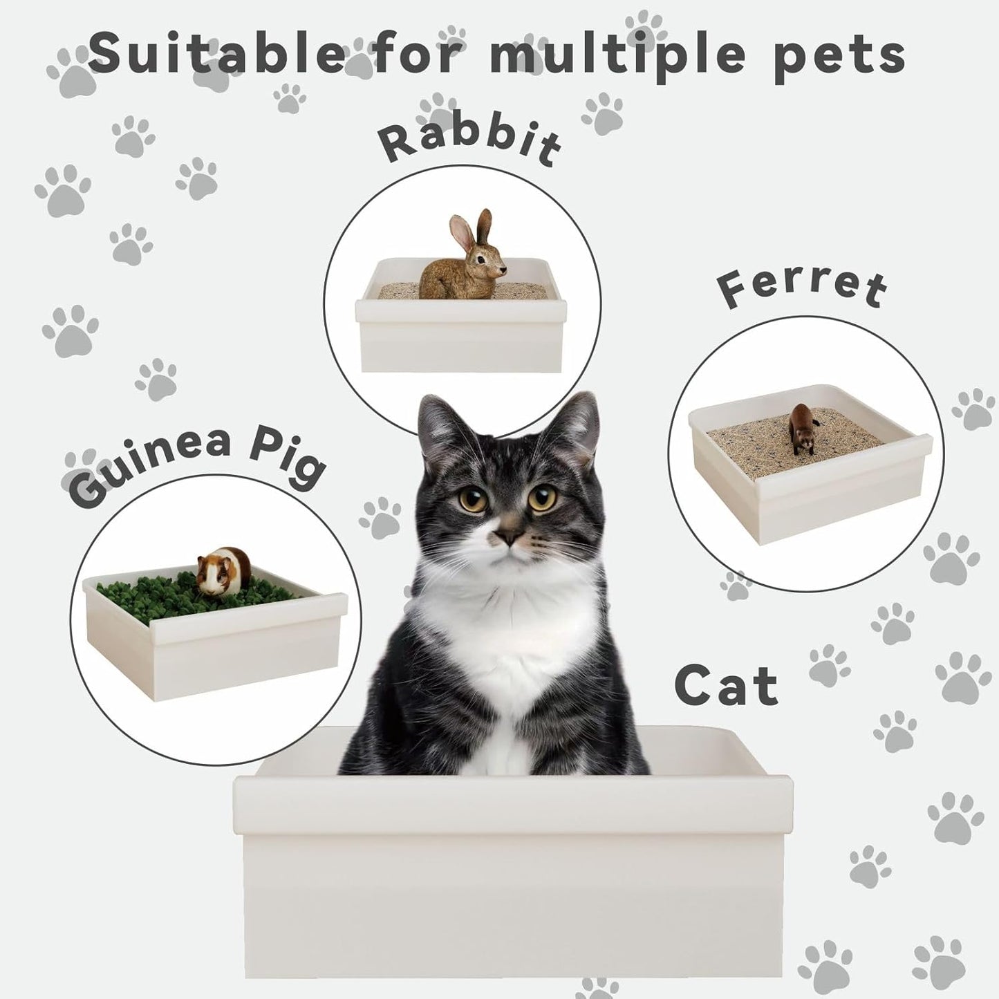 Cat Litter Box with Lid Indoor: Enclosed Litter Box with Cover for Multiple Cats Kitty, DIY Litterbox for C&C Grid Cat Cage