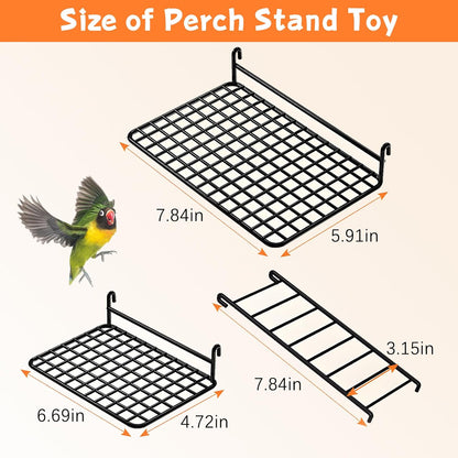 BNOSDM Wooden Long Bird Ladders and 4 PCS Black Bird Perches Platform for Birds