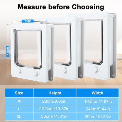 Wall Mounted Pet Door - 4 Locking Modes Insert for Dad Cat, Flap Door Outside Inside | Secure Entry for Wall Window Indoor Outdoor Use, po