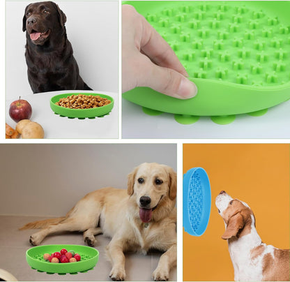 2 Pack Dog Slow Bowls, 7.9 x 1.7 Inch Silicone Medium Dog Slow Feeder Bowl Anxiety Relief Feeder Dogs Lick Mat, Non-Slip Licking Bowl Enrichment Toys, BPA Free, Dishwasher Safe