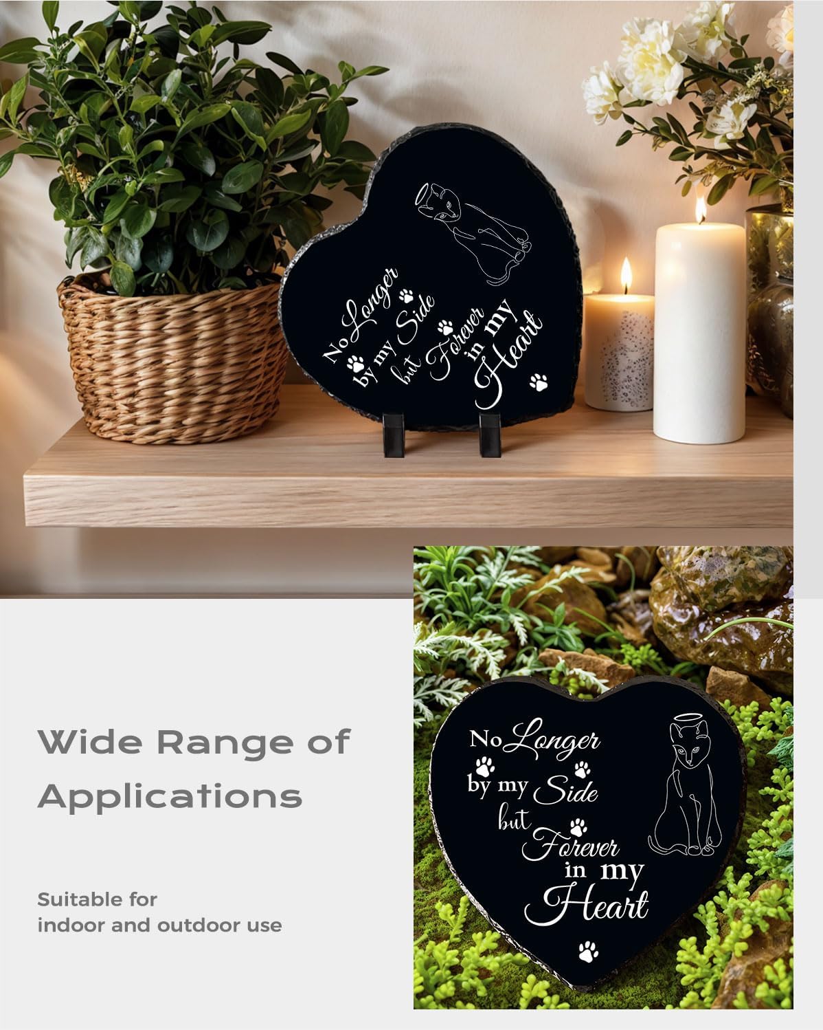 Cat Memorial Garden Stone Pet Loss Sympathy Gift, Bereavement Remembrance Plaque for Passing Away of Cat - in Memory Outdoor Funerary Grave Marker