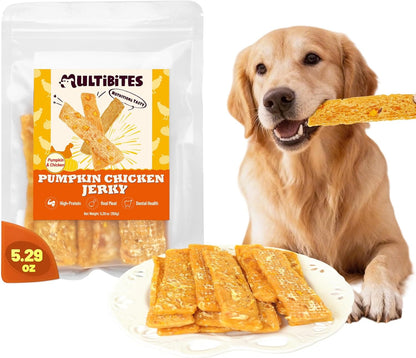 5.29oz Chicken & Pumpkin Jerky Dog Treats - Grain Free, Limited Ingredient Dog Snacks - All Natural Chewy Dog Treats for Digestive Health Training Treats for All Dog Sizes