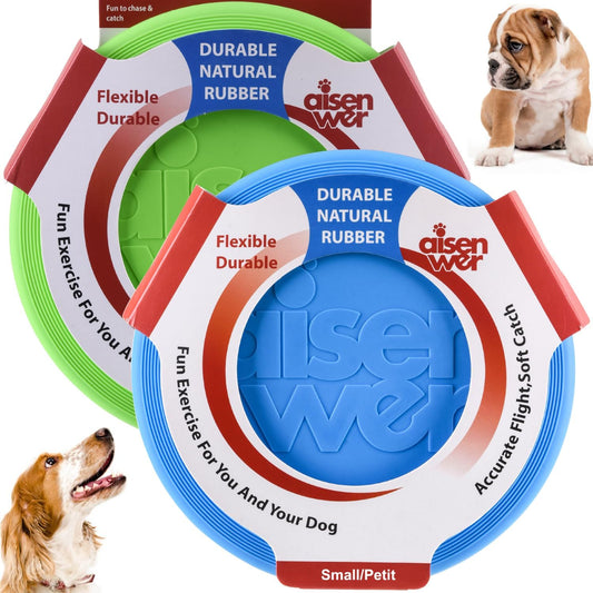 Dog Flying Disc - Durable Rubber Dog Toy for Fetch - Interactive Lightweight Flyer Dog Toys for Outdoor Playtime - Safer Disc for Healthy Activity - for Small/Medium Dogs 2 Pack