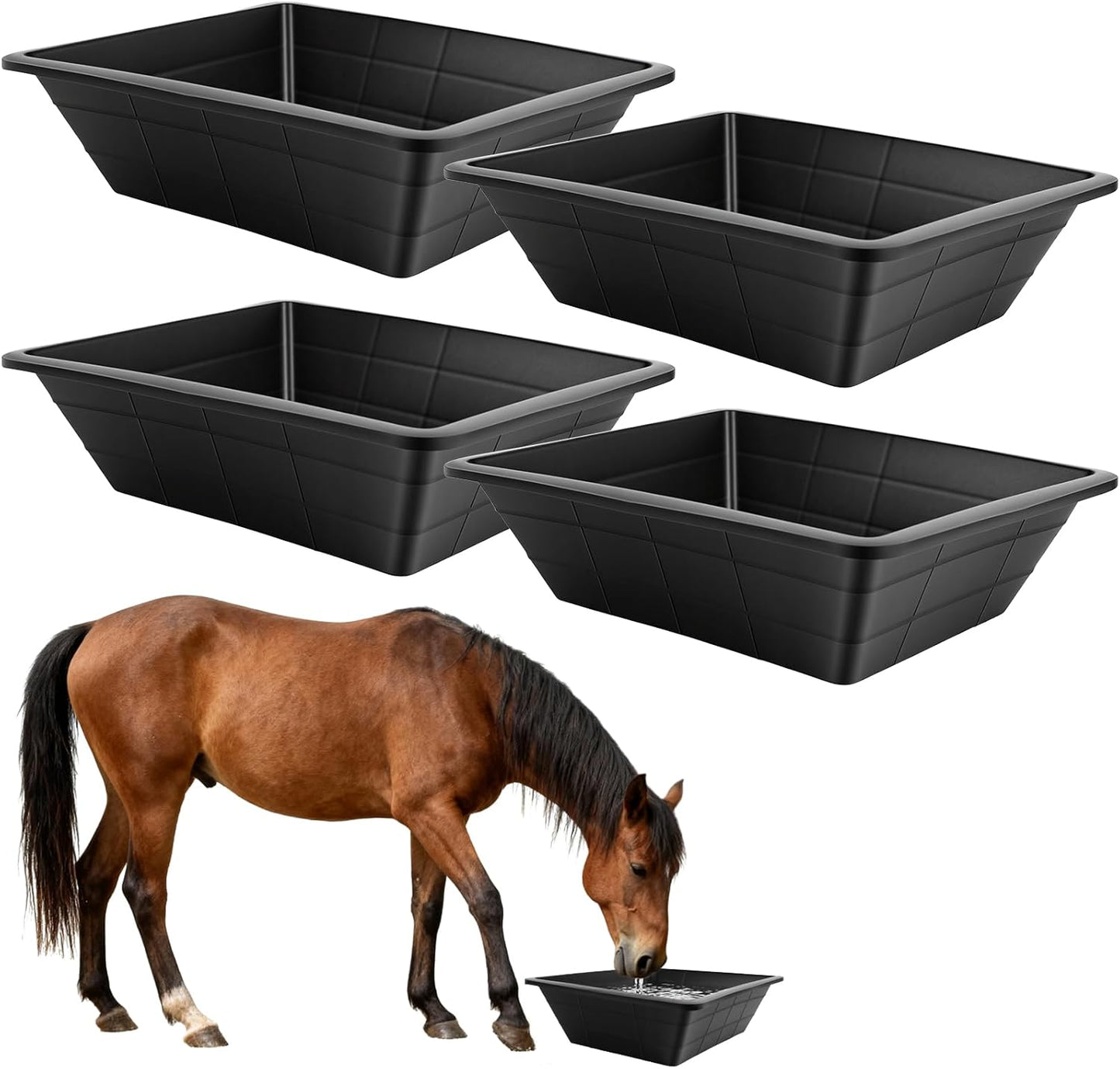 4Pcs Rubber Feed Pan, 3 Gallon Durable Rubber Feed Pan Chicken Dust Bath Livestock Water Bowl for Pig Goat Chicken Dogs Farm Small Animal