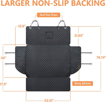 PETICON SUV Cargo Liner for Dogs, Waterproof Pet Cargo Cover Dog Seat Mat for SUVs Sedans Vans with Bumper Flap Protector, Non-Slip, Large Size Universal Fit, Black