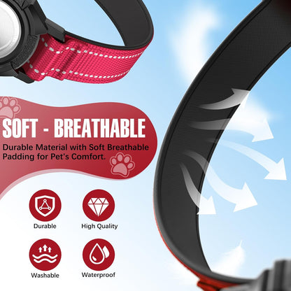 AirTag Dog Collar, Reflective Dog Collar with Airtag Holder, IP68 Waterproof Integrated Air Tag Dog Collars, Ultra-Durable, Comfortable Padded, GPS Tracker Collars for Dogs (Red, M)