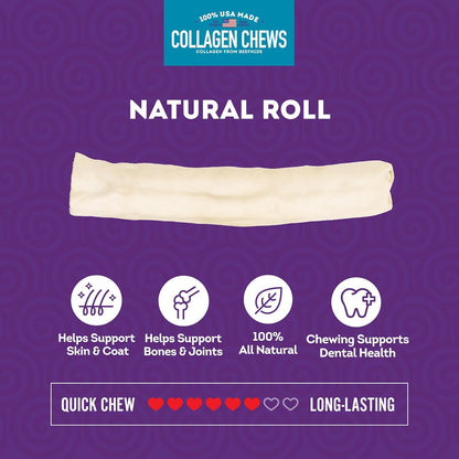USA Collagen Rolls 9-10" Dog Chew Treats - Natural Flavor, 4 Count/1 Pack