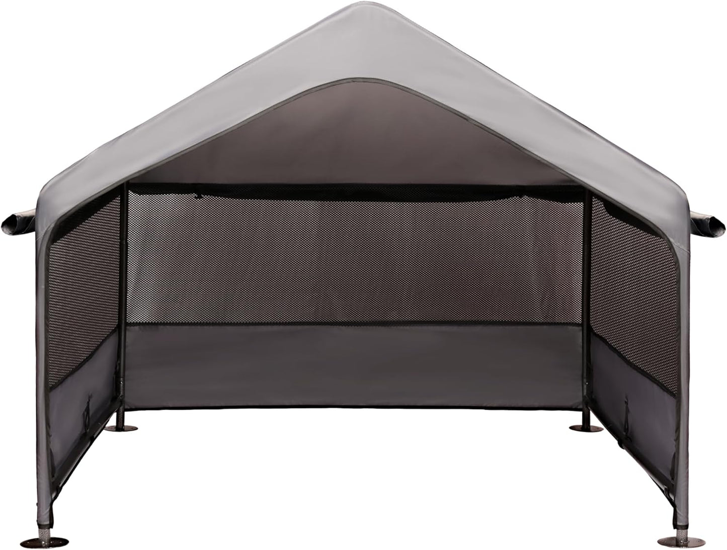 Summertrail Extra Large Dog House Outside, Dog Tent Outdoor, Big Dog Shade Shelter Doghouse Canopy with Three-Sided Breathable Mesh Windows, Gray Sun Rain Cover for Pet Cat Livestock 4'x 4'x 3.3'