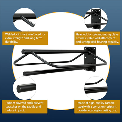 Heavy Duty Saddle Rack Wall Mount, Metal Horse Saddle Rack Stand with Pad Bar, Saddle Stands for Western Style Saddles, Horse Blanket Rack Hanging for Tack Rooms and Trailers (One Bar-2PCS)